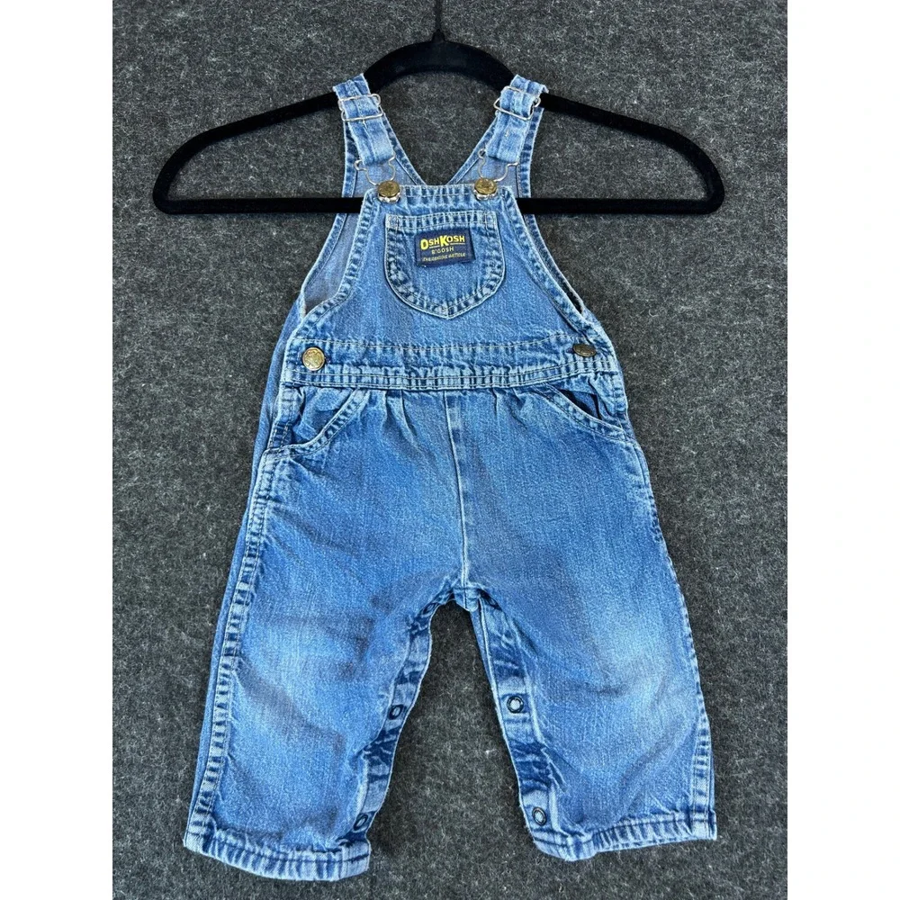 Vintage OshKosh Bgosh Denim Overalls 12 Months Made in USA Blue Vestbak 3511 F